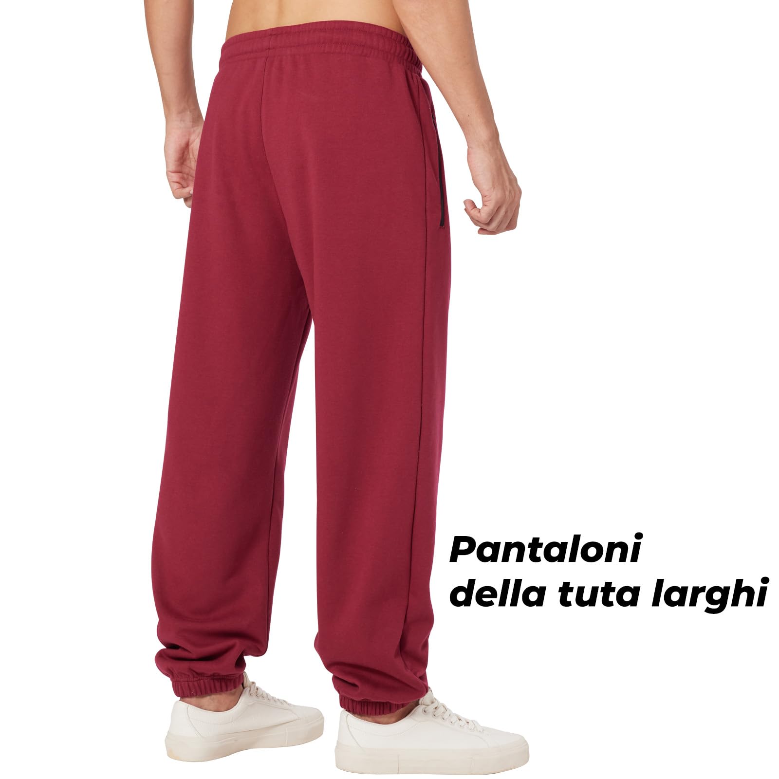 ineepor Pantaloni Tuta Uomo Invernali Pantaloni Termici Sportivi Uomo Felpata Pile Foderato Fleece Joggers Pantaloni Larghi Baggy Cerniera Tasche Laterali