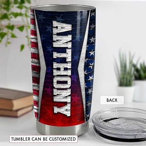 Miniatura 4 de SANDJEST Vaso personalizado de la bandera estadounidense de águila, vasos aislados de 20 onzas y 30 onzas con tapa, taza de viaje para café, para