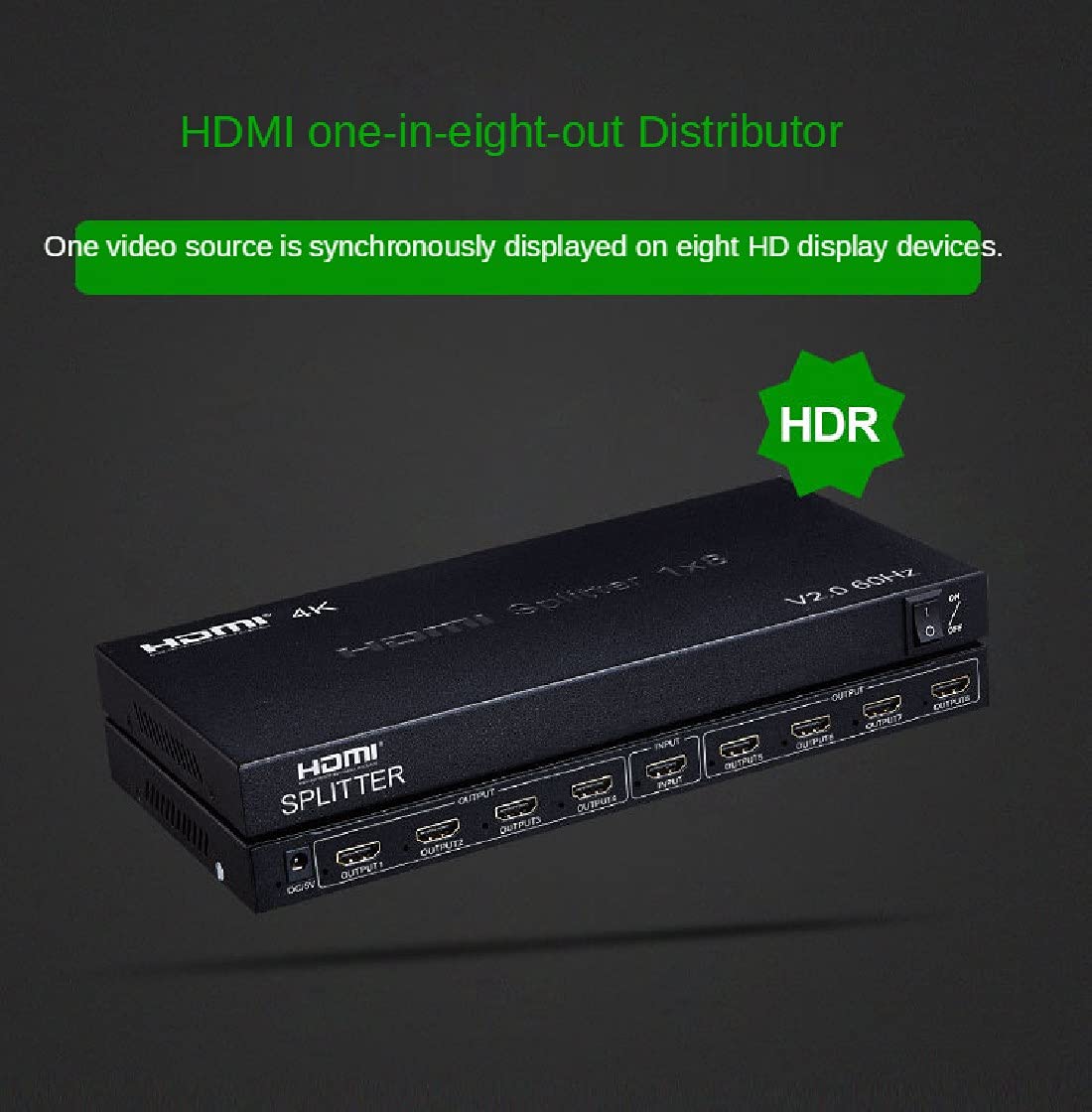Splitter HDMI 4K 60 Hz 1x8 1 IN 2 4 6 8 Uscita Splitter HDMI 1x2 1x4 Convertitore video HDMI 2.0 1080P per PC PS4 DVD a TV MONITOR (HDMI2.0-Splitter 1X8)