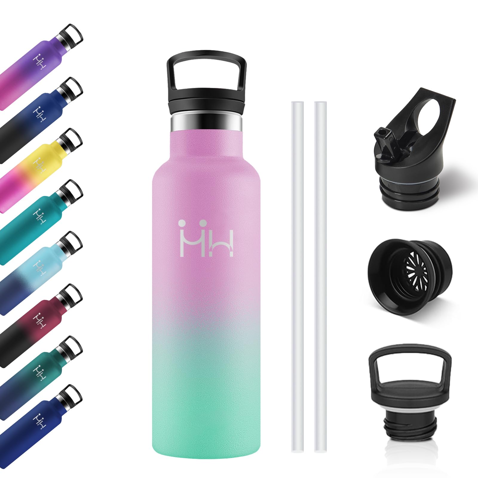 500ml Kids Thermal Water Bottle with Straw, Reusable Stainless Steel Bottle, Leak Proof, BPA Free, Water Bottles for Kids, School, Camping, Gym, Cycling