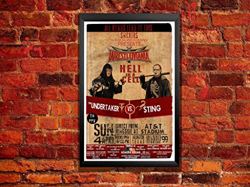 Undertaker Vs Sting Hell in a Cell Wrestlemania 32 Match Main Event Vintage Wrestling Poster (24" X 36")