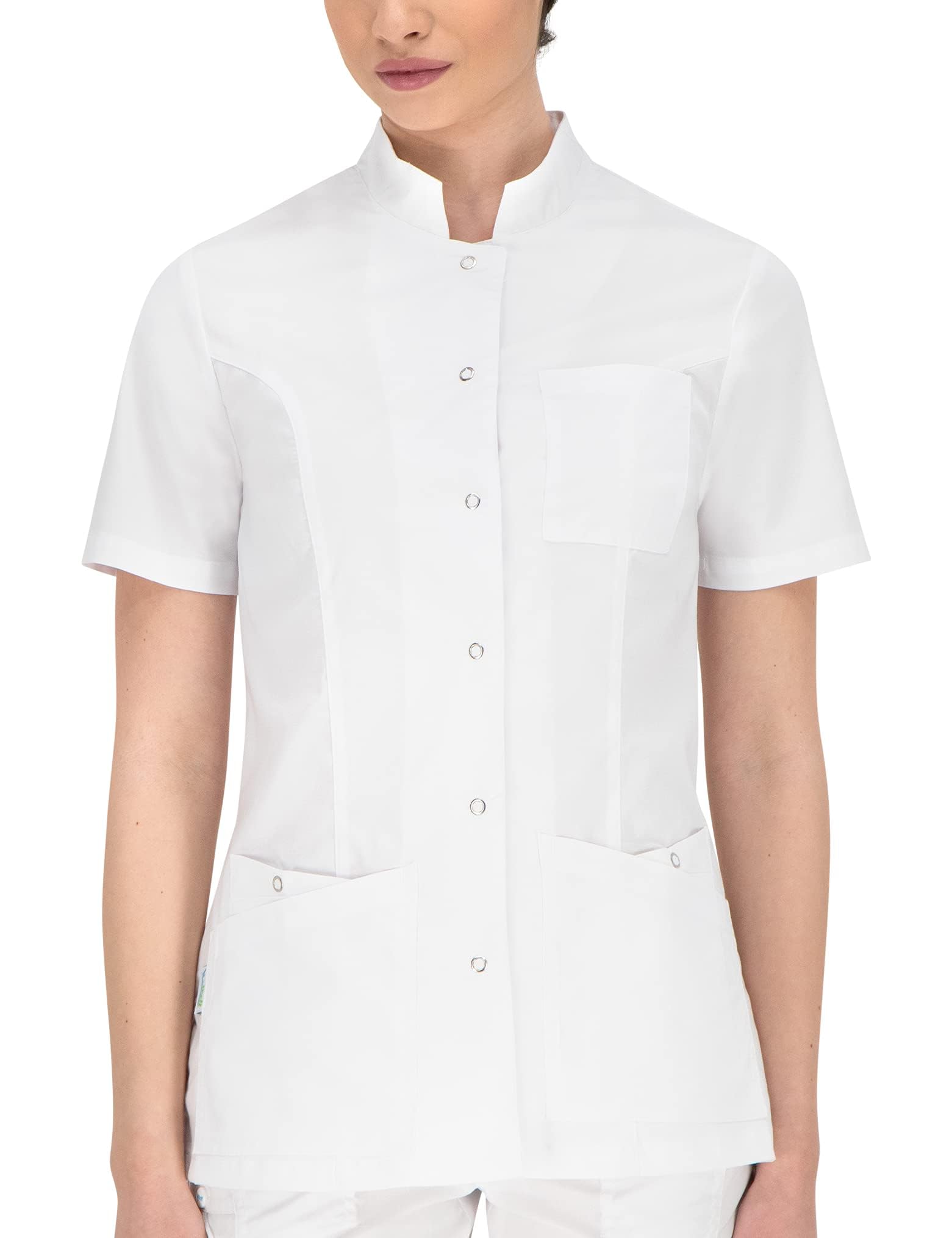 B-well Lisa Casaca Sanitaria Mujer Bata Enfermera Uniformes Sanitarios Mujer Casaca Rosada con Botones de Presión