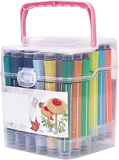 Washable Colouring Pens Set Watercolour Brush Pens Kit Felt Tip Stamper Markers Colouring Pens Drawing Pens Water Colour Pen with Storage Box for Drawing Colouring Doodling DIY Crafts, 36 Colours