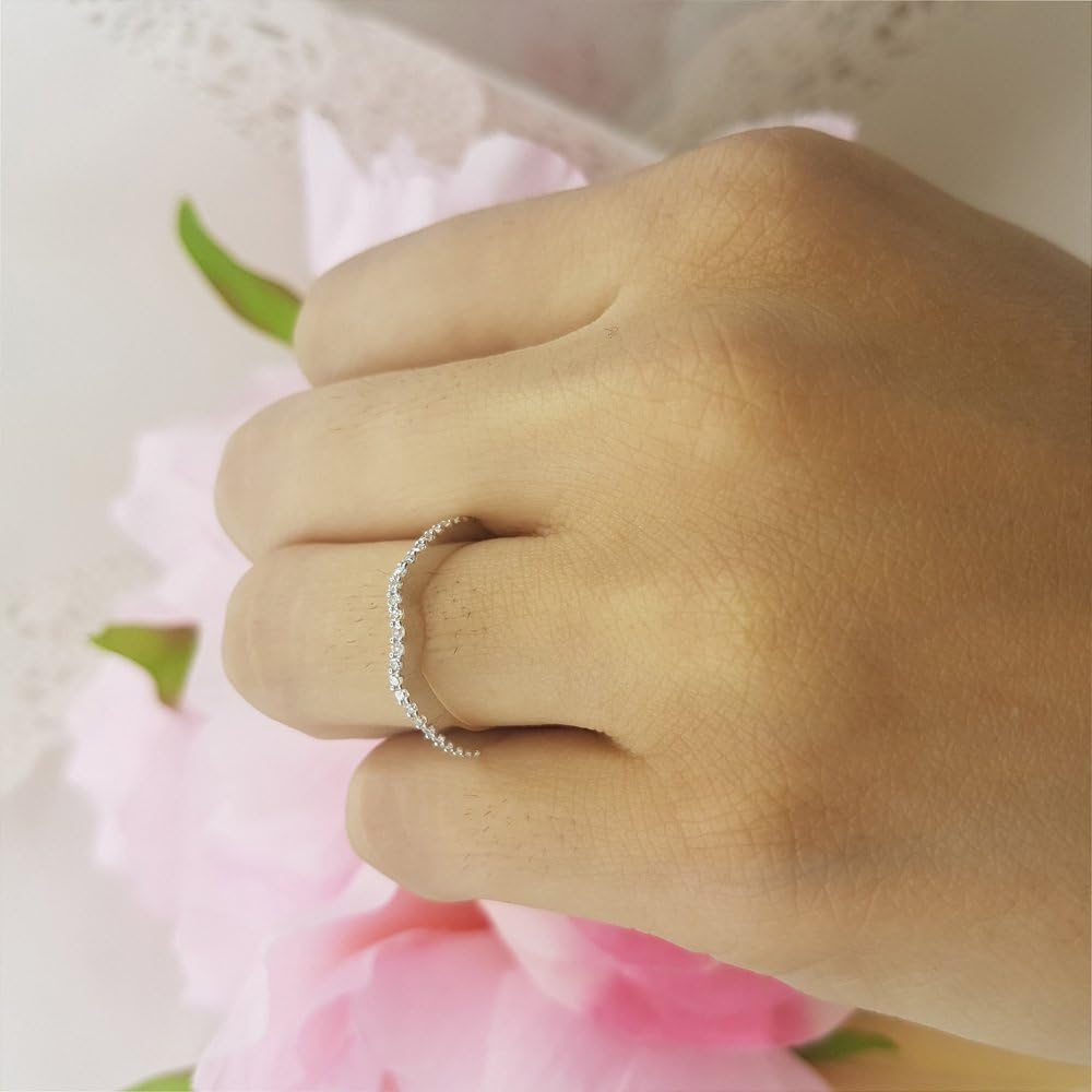 Dazzlingrock Collection 0.25 Ctw Round Natural Diamond Women Anniversary Wedding Band Guard Ring, 14K White Real Solid Gold - Image 4