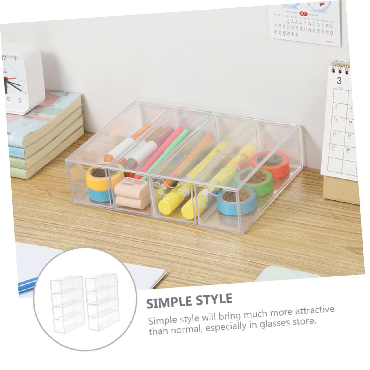 Caja Transparente para Guardar Gafas de Sol y Gafas 4 Capas y 2 Unidades, Organizador Resistente de Acrílico PS para Exhibición en Mostrador