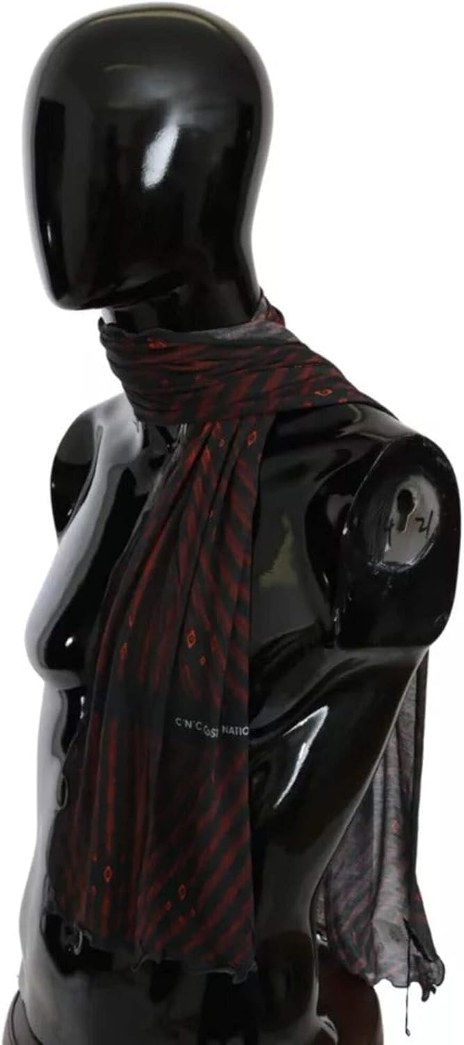 Costume National - BEST SELLERS - Black Gray Viscose Foulard Branded Scarf