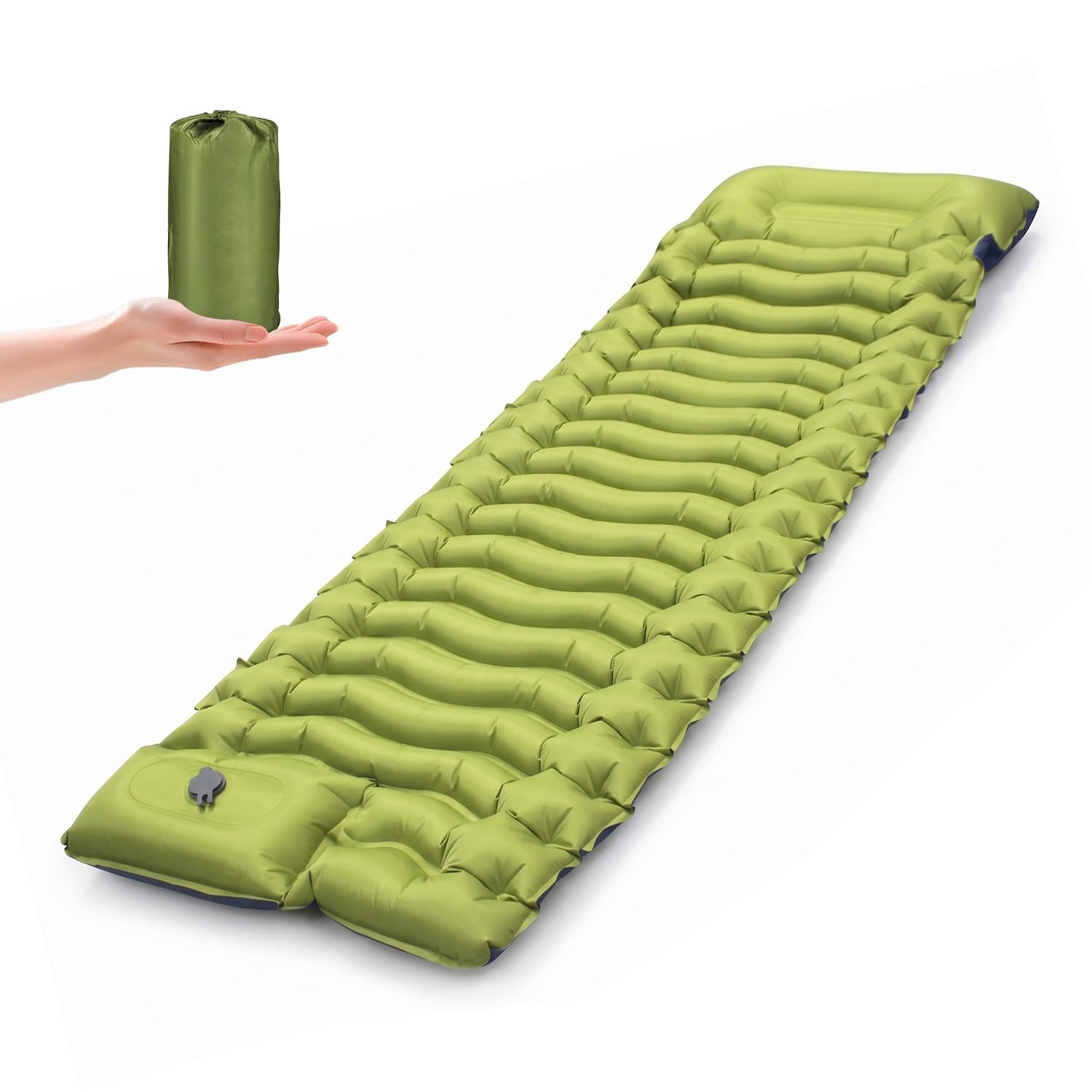 Rgaden Camping Mattress Single,Self Inflating Camping Mat with Integrated Pillow & Foot Pump,Portable Sleeping Mat for Backpacking, Hiking, Outdoor Tents,190 × 70 × 15 cm