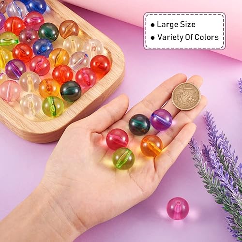 Miniatura 4 de Mega Pet 90 cuentas gruesas de acrílico transparente de 0.787 in, cuentas coloridas de bolas de burbujas acrílicas sueltas para manualidades,