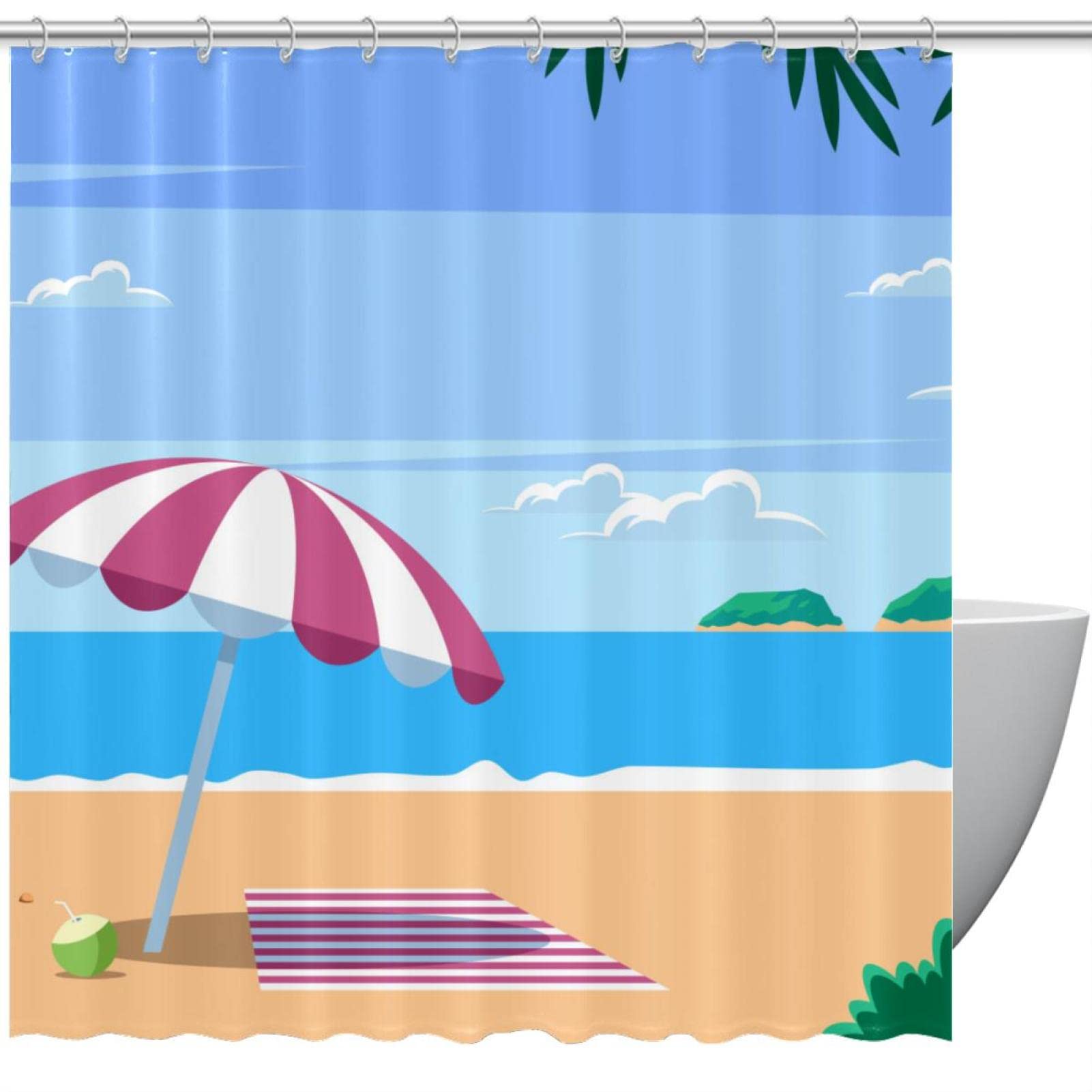 Rideau de douche paysage de plage sans odeur pour salle de bain 152 x 183 cm