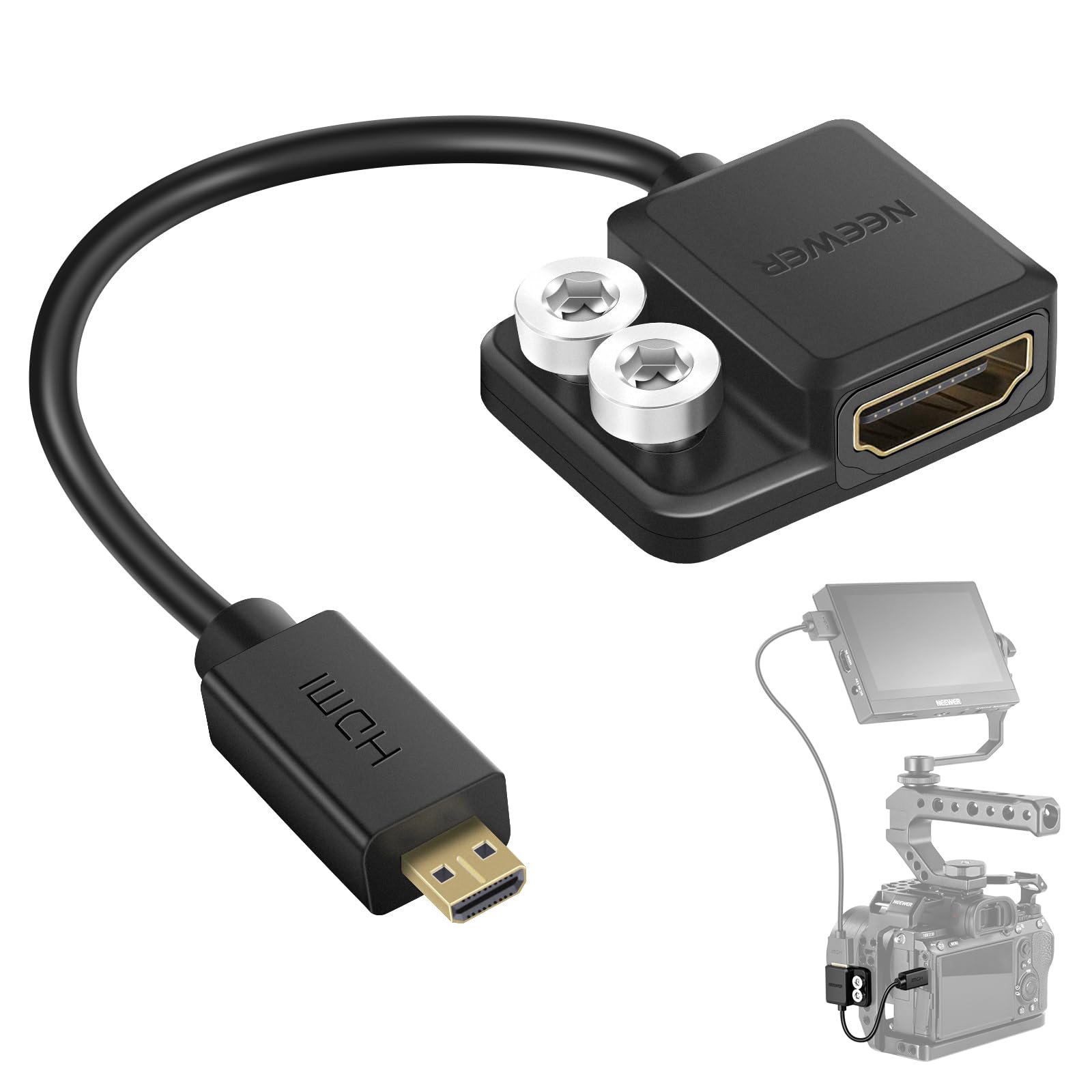 Ziwodiv Micro HDMI Naar HDMI Adapter 4K@60Hz – Type D Naar A, Aluminium, Vergulde Connectoren, Compatibel Met Raspberry Pi, Camera En Laptop