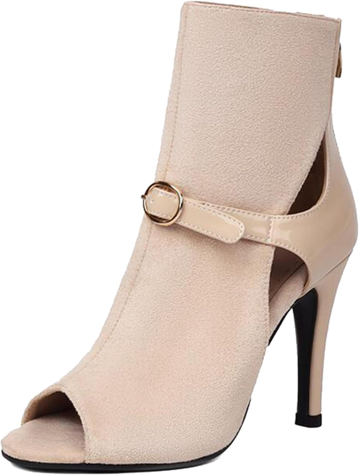 Minishion Outdoor Dancing Heels for Women Open Toe Dressy Ankle Booties Z001
