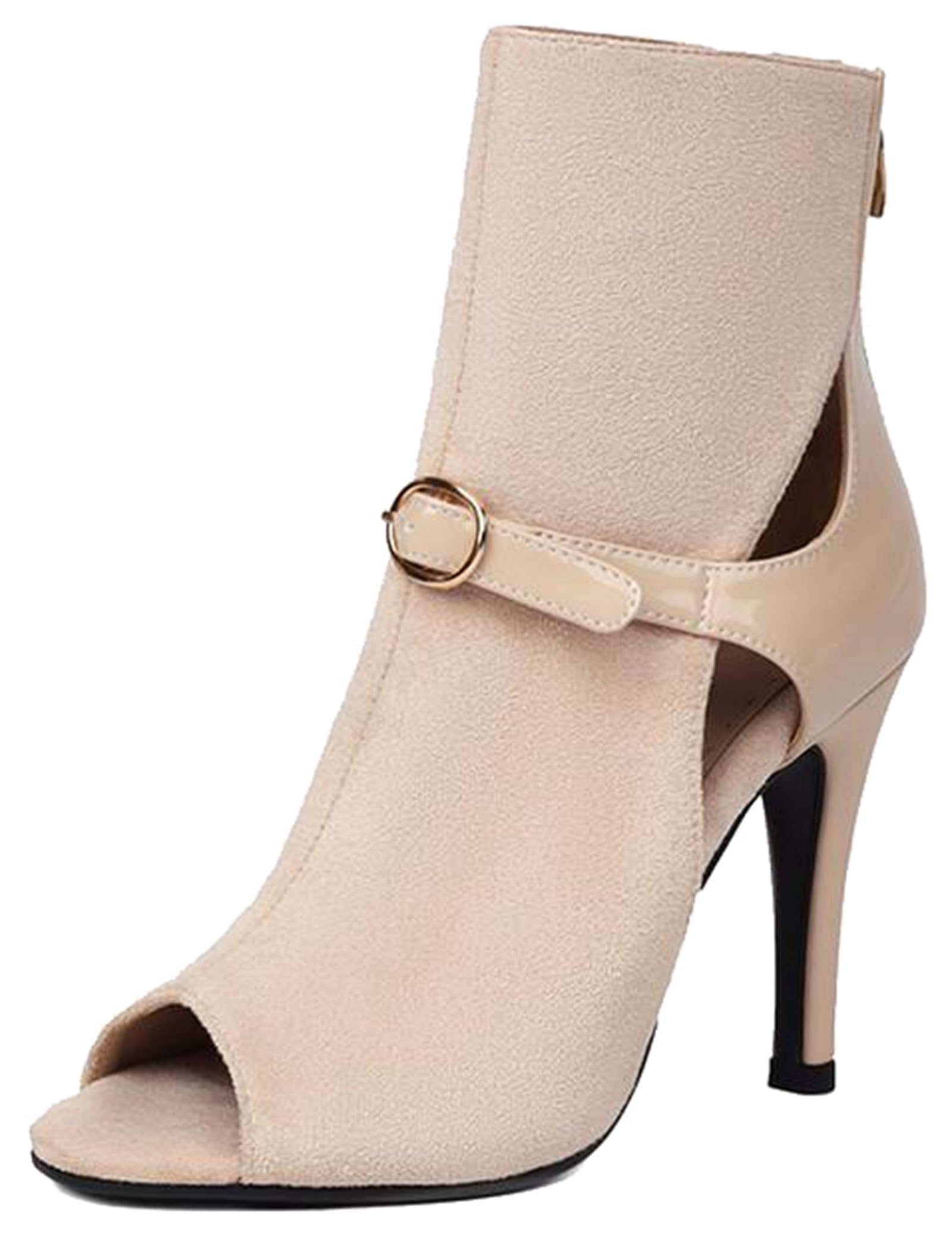 Minishion Outdoor Dancing Heels for Women Open Toe Dressy Ankle Booties Z001