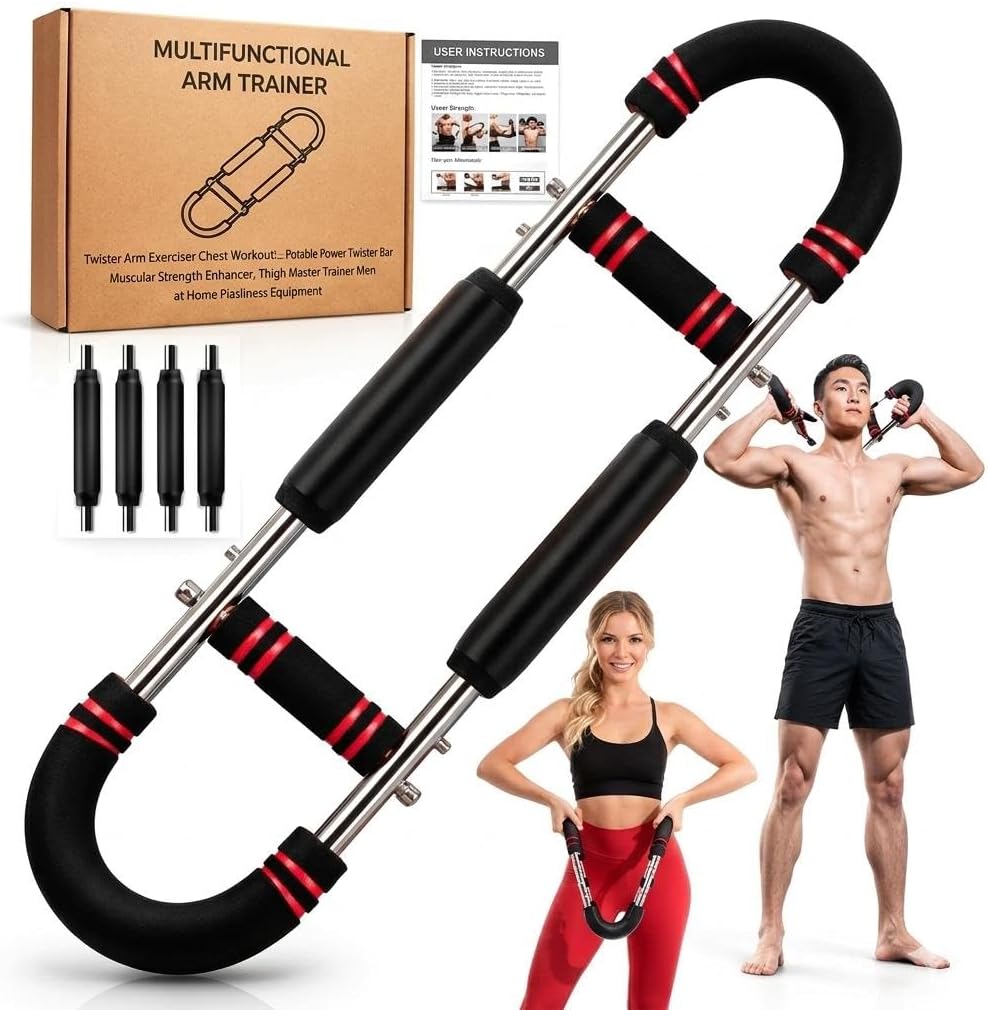 Twister Arm Trainer Chest Workout Equipment for Men & Women, Adjustable 5 Resistance Levels with 3 Holes (30-60lbs), Home Gym Strength Trainer & Arm Expander