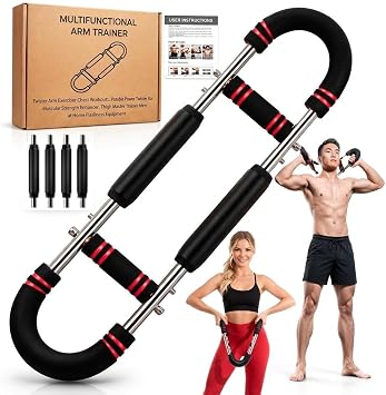 Twister Arm Trainer Chest Workout Equipment for Men & Women, Adjustable Power Twister Bar with Resistance Levels 30-60 LBS & 70-120 LBS, Home Gym Upper Body Workout Exerciser