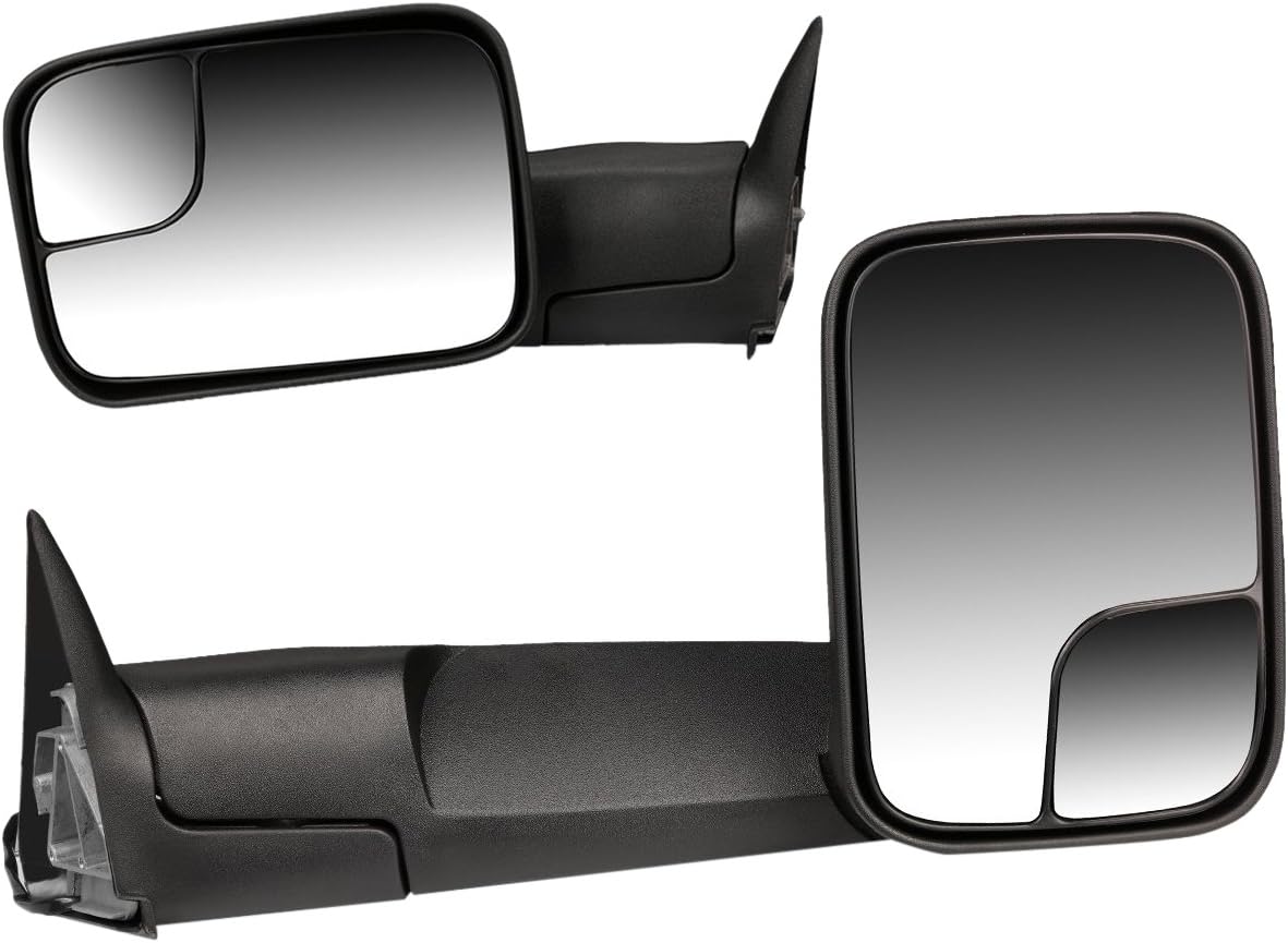 DNA MOTORING TWM-011-T222-BK Pair of Towing Side Mirrors (Driver & Passenger Sides),Black