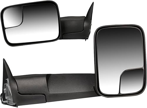 Miniatura 1 de DNA Motoring TWM-011-T222-BK - Par de espejos laterales plegables manuales para remolque compatibles con Ram 150094-02 Ram 2500 3500 94-02, color