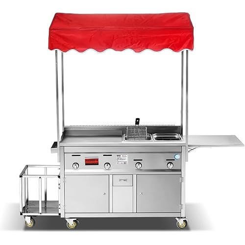 Stainless Steel Food Trailer, Portable Vendor cart with Canopy
