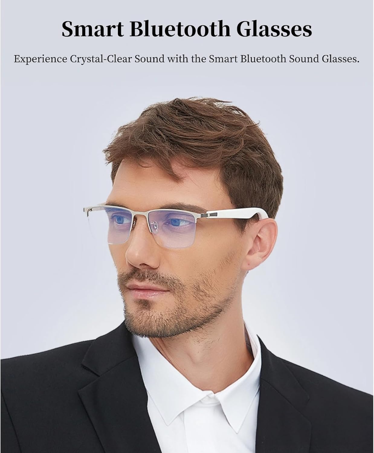 Smart Glasses Bluetooth Audio Glasses for Men Women, with Built in Mic & Speakers, Blue Light Filter & Polarized Sunglasses Lenses, Open Ear Music & HD Calling