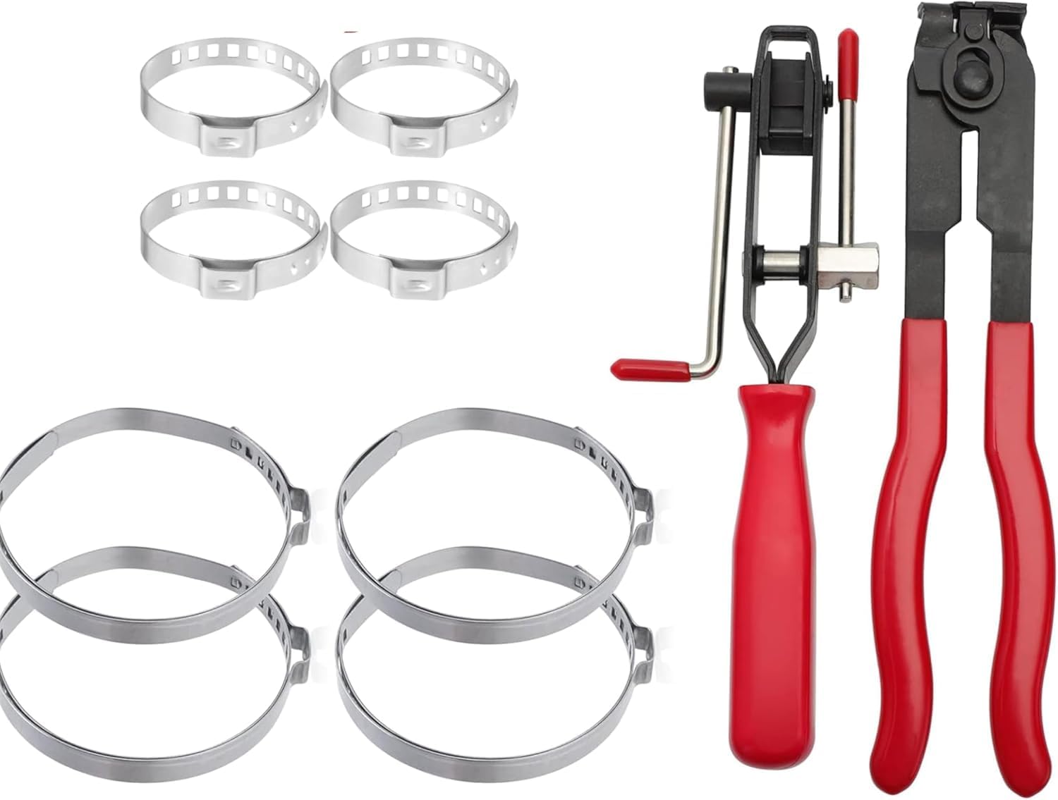 CV Boot Clamp Pliers Kit 10Pcs, with Built-in Cutter, Universal for Most Cars ATVs, CV Axle Boot Repair Tool Set with 8 Clamps 2 Pliers