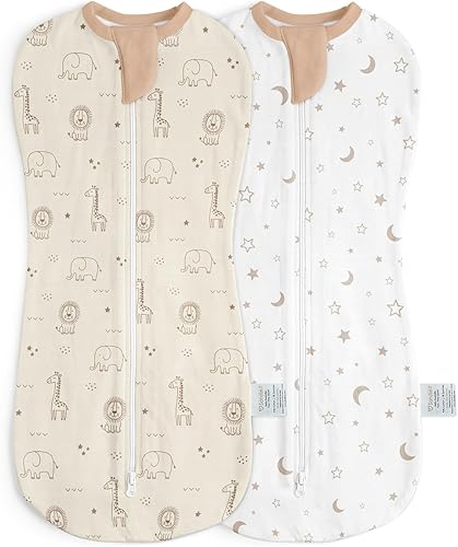 Miniatura 15 de Envolvente para bebé de 0-2 meses, saco de dormir de algodón con cremallera para brazos adentro, mantas vestibles envolventes para bebés recién