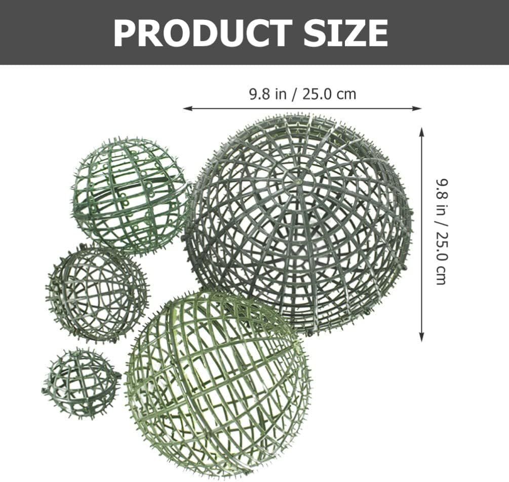 ABOOFAN Artificial Boxwood Topiary Ball Cage 5pcs Plastic Wreaths Orbs Circle Forms Plant Trelli Faux Green Ball Frame Support Cage Flower Shelf Holder for Easter Wedding Garden