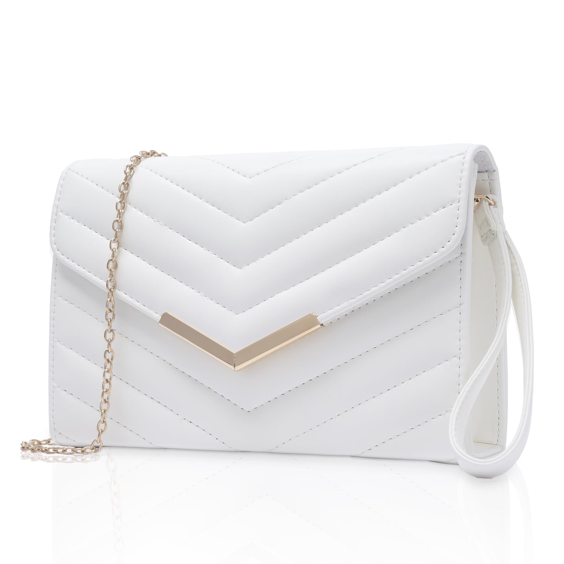 Larcenciel Pochettes et Clutches Femme avec Poignet – Sac à Main Enveloppe Élégant en Cuir avec Chaîne pour Mariage, Fête