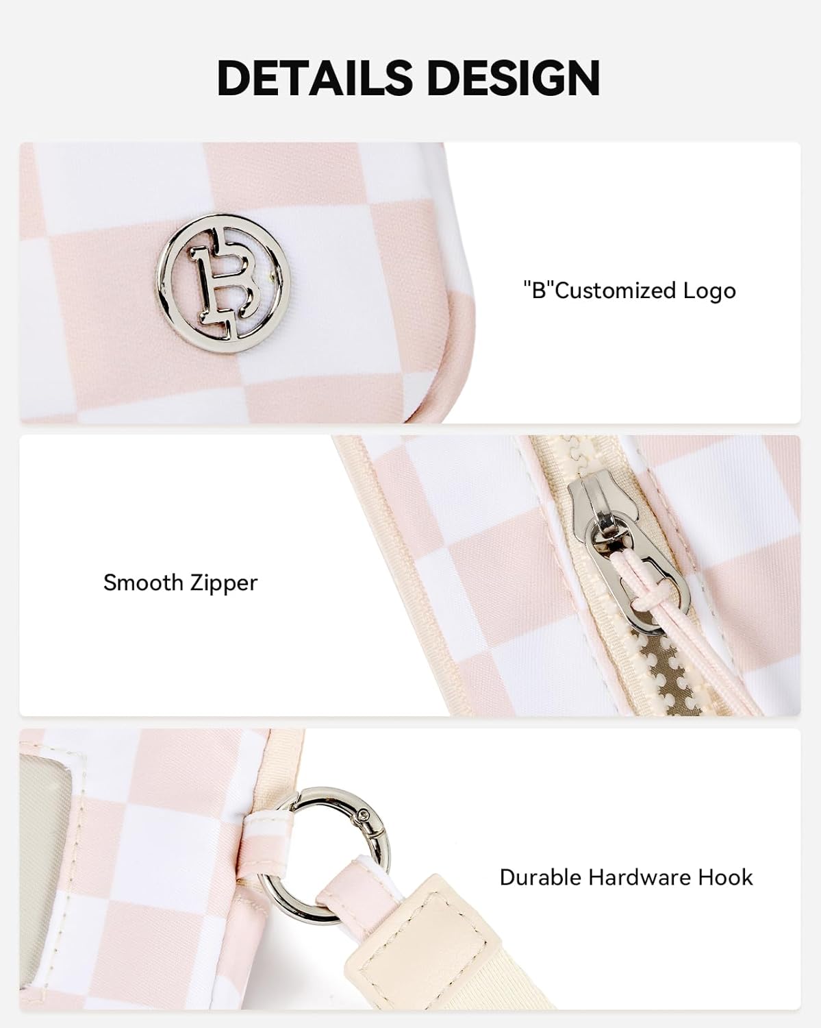 BOSTANTEN Wristlet Wallets for Women RFID Checkered Wallet with ID Window Nylon Wristlet Purse with 3 Zippers - Image 4