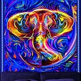 TemphytBong Elephant Psychedelic Tapestry for Bedroom Decor Wall Hanging Aesthetic Trippy BlackLight