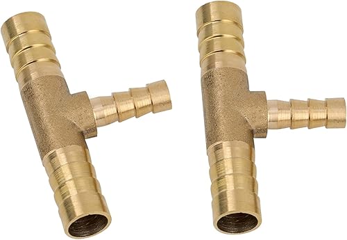 Pysrych Manguera de latón de ajuste de púas Reducción Tee de 12 "púas x 14" púas x 12" reductor de púas T-fitting 2pcs