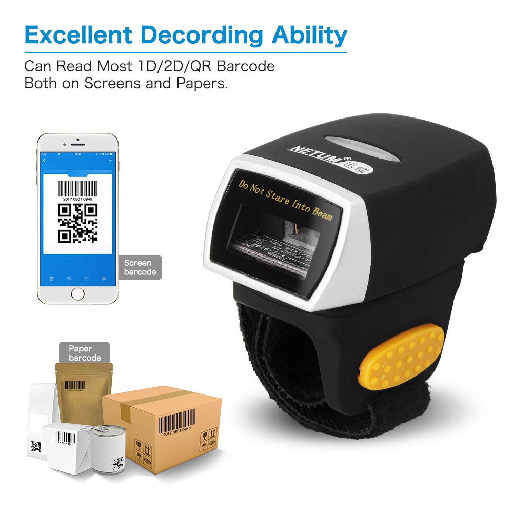 NETUM Bluetooth 2D Mini-Barcode-Scanner kabelloser Handscanner präzises schnelles Lesen NT-R2