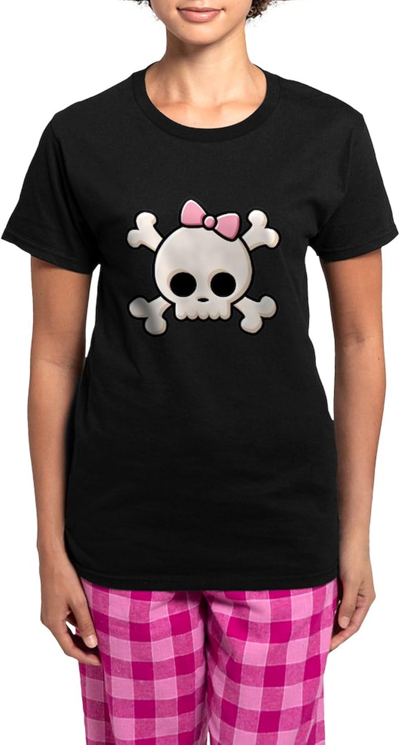 CafePress Cute Skull Girl Women's Dark Pajamas Womens Novelty PJ Sleepwear