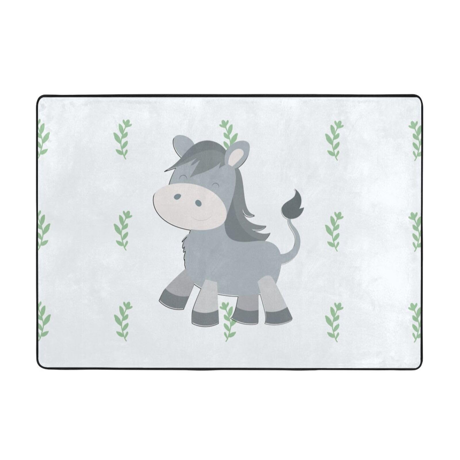 Tapis en flanelle âne souriant 203x147 cm pour salon et chambre