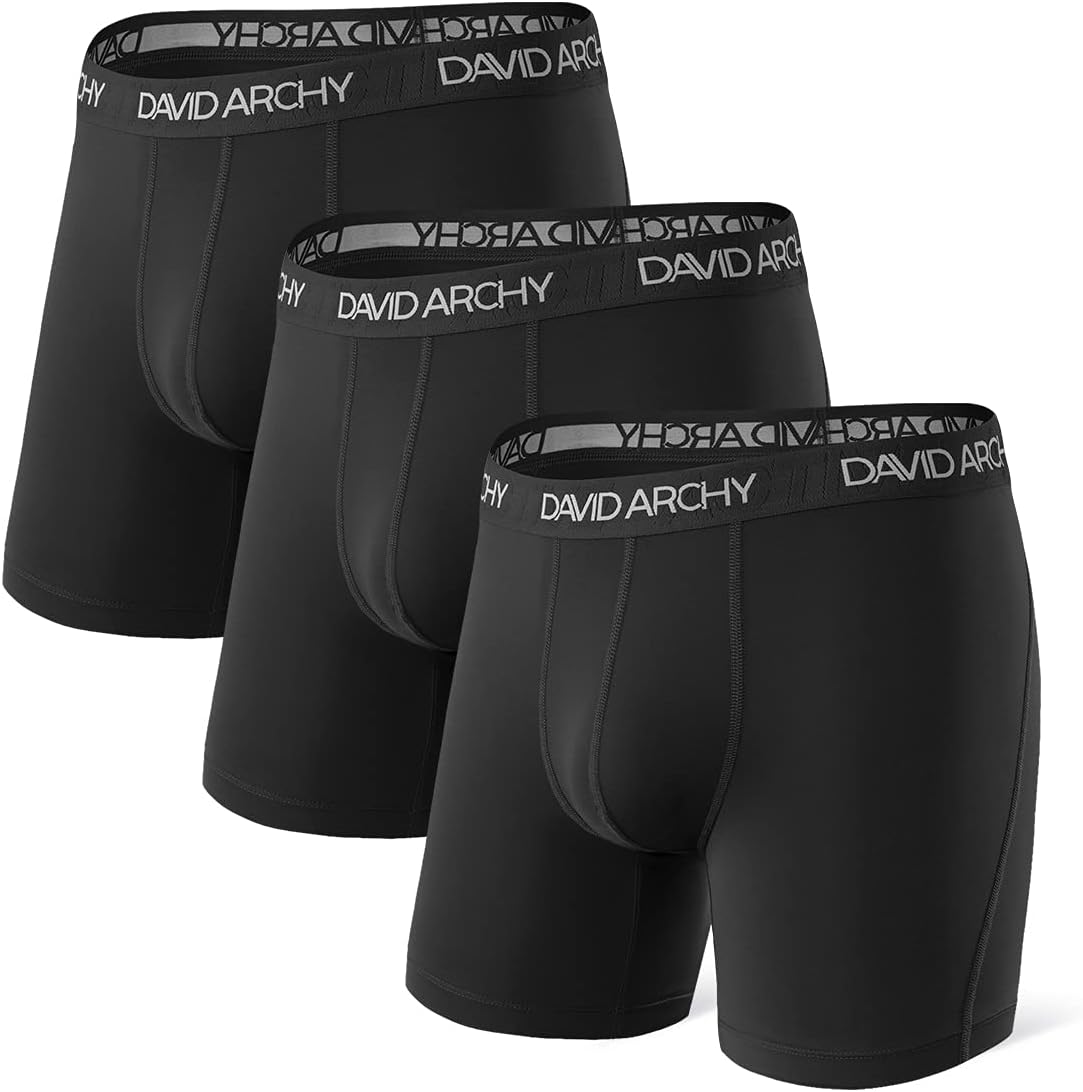 DAVID ARCHY3 Pack Men's Ultra Soft Mesh Quick Dry Sports Underwear Breathable Boxer Briefs