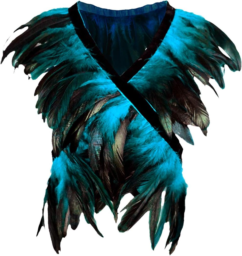 L'VOWFeather Boa Ribbon Punk Gothic Shawl Crow Witch Costume for Halloween