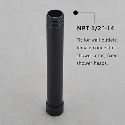 Miniatura 2 de Extensor de brazo de ducha negro, extensión de brazo de ducha de 4 pulgadas por BSTIIU, NPT de 12 pulgada macho a hembra, brazo de ducha recto en
