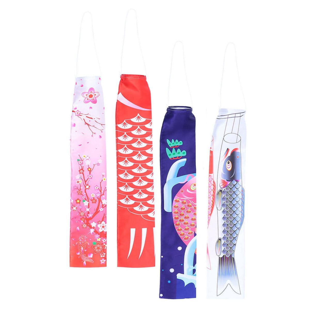 Banderas de carpa japonesas koinobori decorativas de seda de 4 piezas para exterior