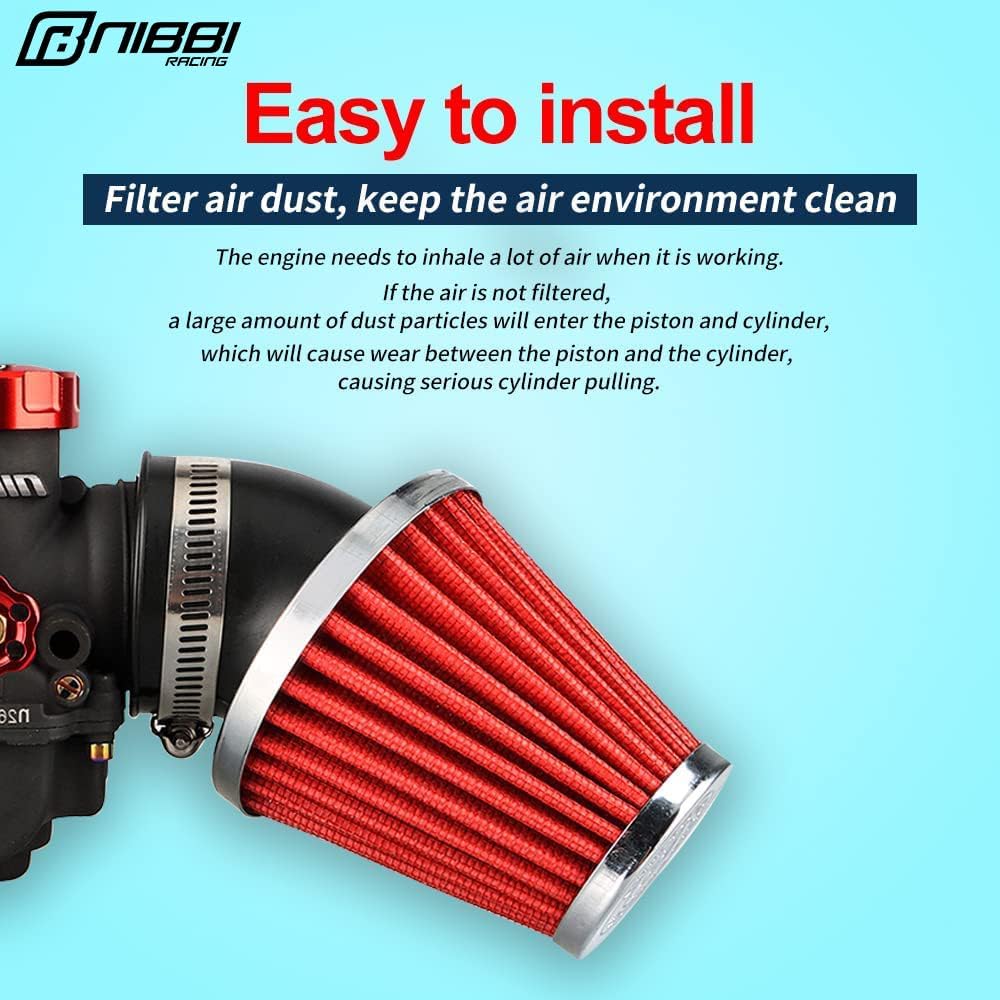 NIBBI 48mm Motorcycle Air Filter High Performance Air Filter 48mm For Dirt Bike Mini Bike Pit Bike Motocross GY6 ATV SSR TTR AJS