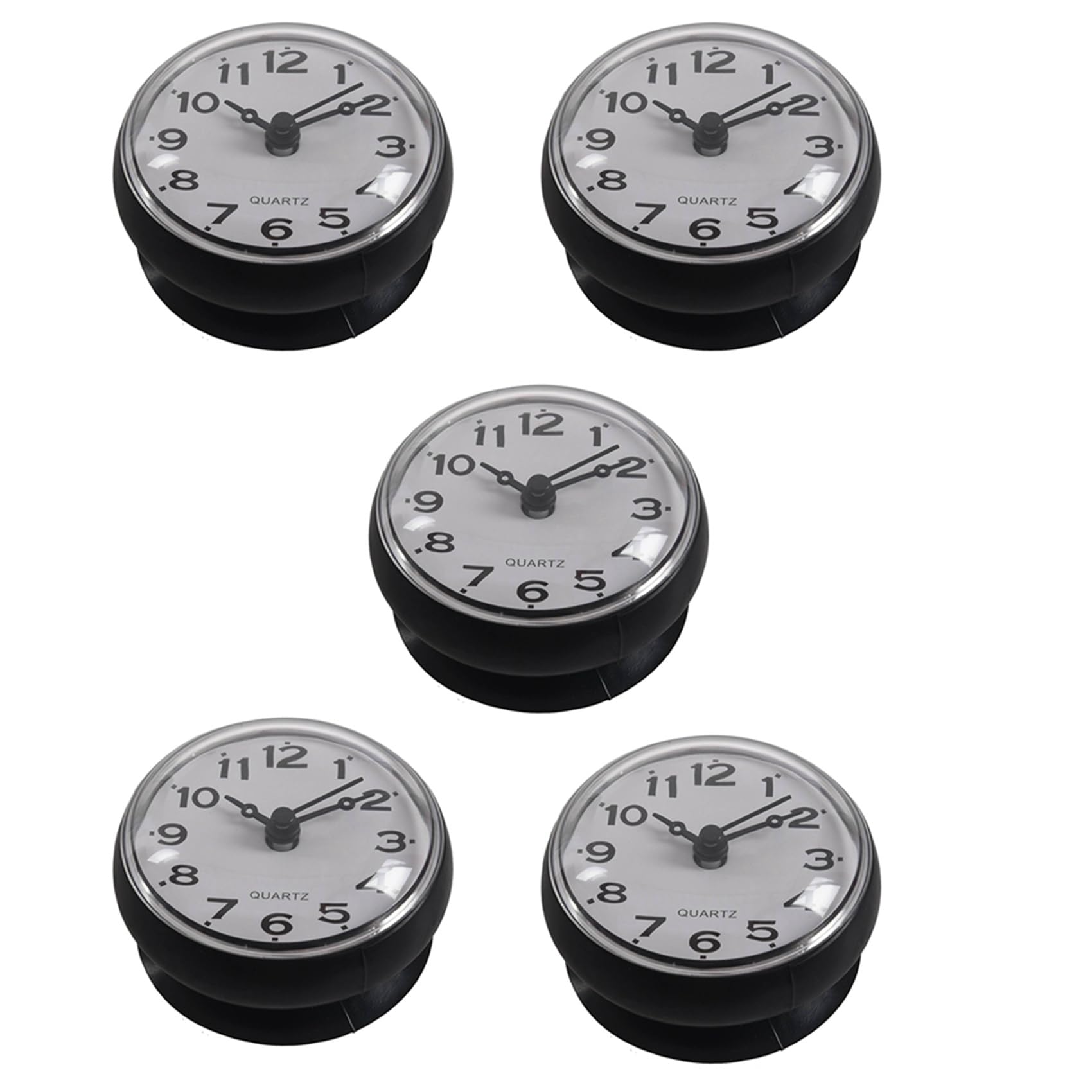 Hndhbfgrt 5pcs 7cm Waterproof Kitchen Bathroom Shower Clock Suction Cup Sucker Wall Black