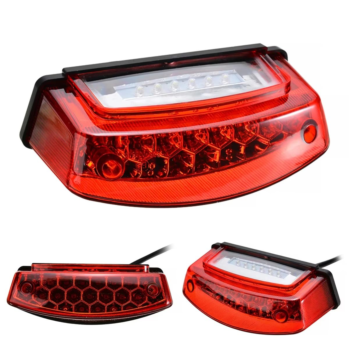 Motocicletta Stop Fanale Posteriore Universale 1pc 12V 21 LED moto bianca luce targa coda rossa luci posteriori freno stop lampada 3 fili