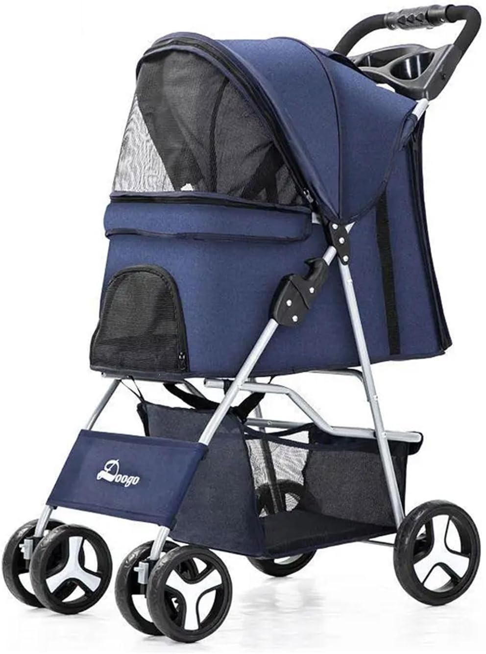 TUSTMO ペットカート 折り畳み 4輪 ストッパー付き 通気性 小物入れ