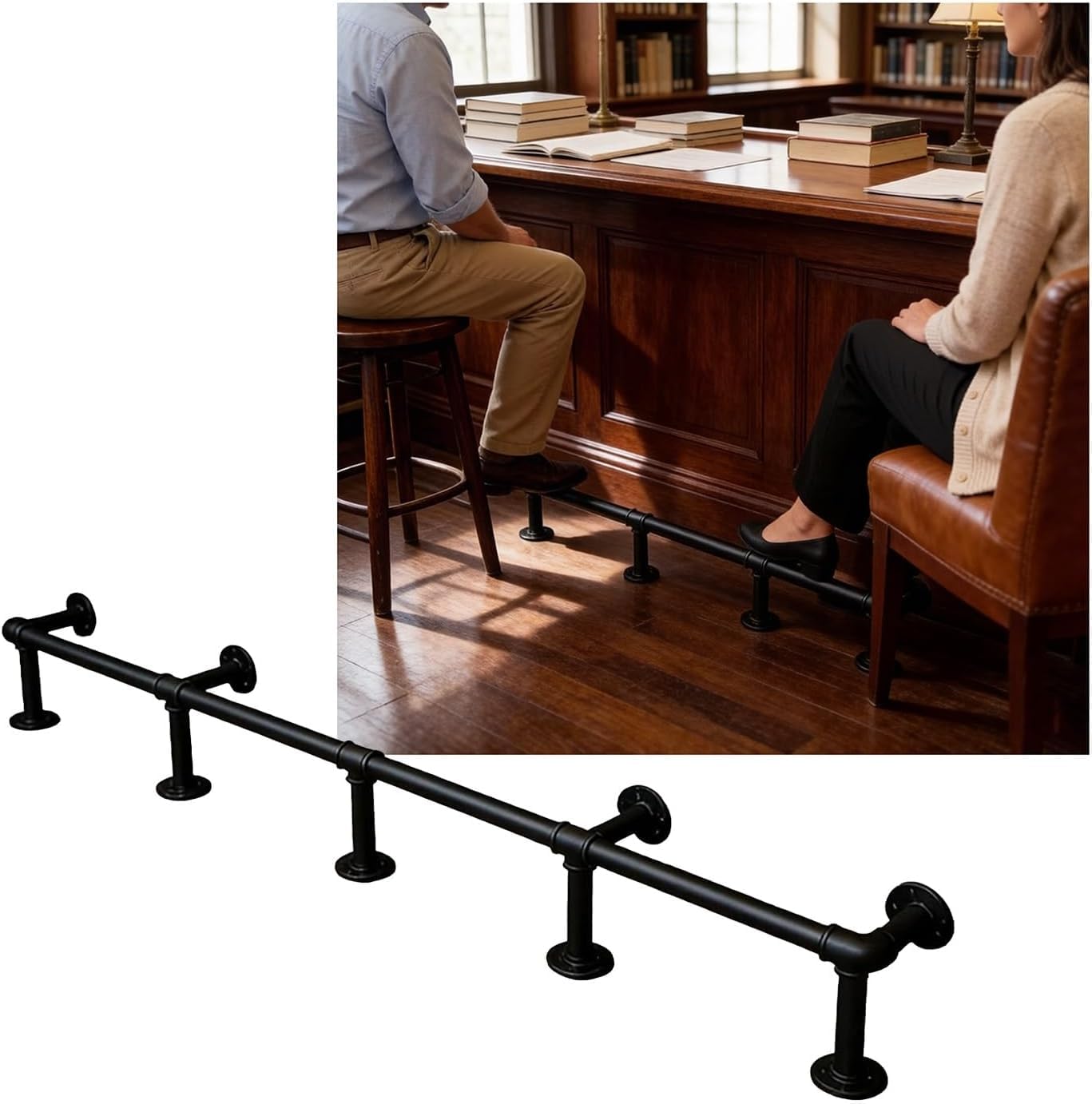 HGOuhK Bar Foot Rail Kit 3.28~16.4ft Bar Foot Rail Kit, Rest for Indoor, Bars Feet Bracket for Restaurant Kitchen Cafe(Schwarz,3.5M/11.48FT)