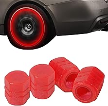 BIGXEN Car/Bike Wheel Tire Rim Air Valve Cap Radium Tyre Air Caps Cover Glow Radium Light Resistant Tire Pressure Caps, Universal for Car, Truck, SUV, Motorcycles, Bike (Red)