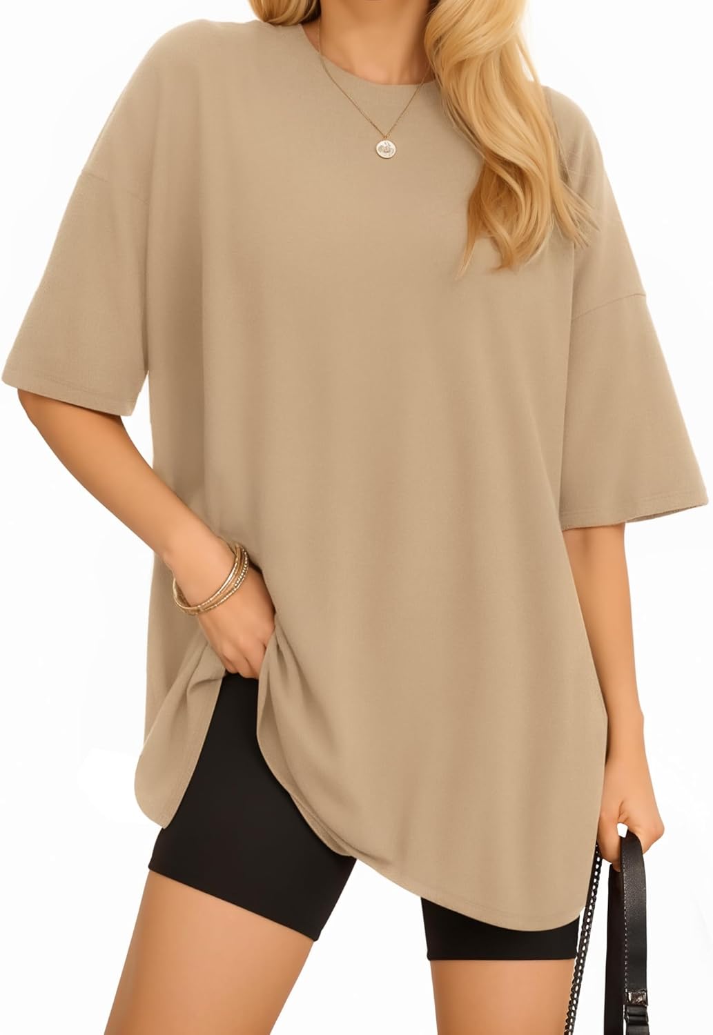 MANGOPOP Women's Oversized T Shirts Short Sleeve Crewneck Loose Fit Tops Summer Basic Gym Workout Clothes - Image 2