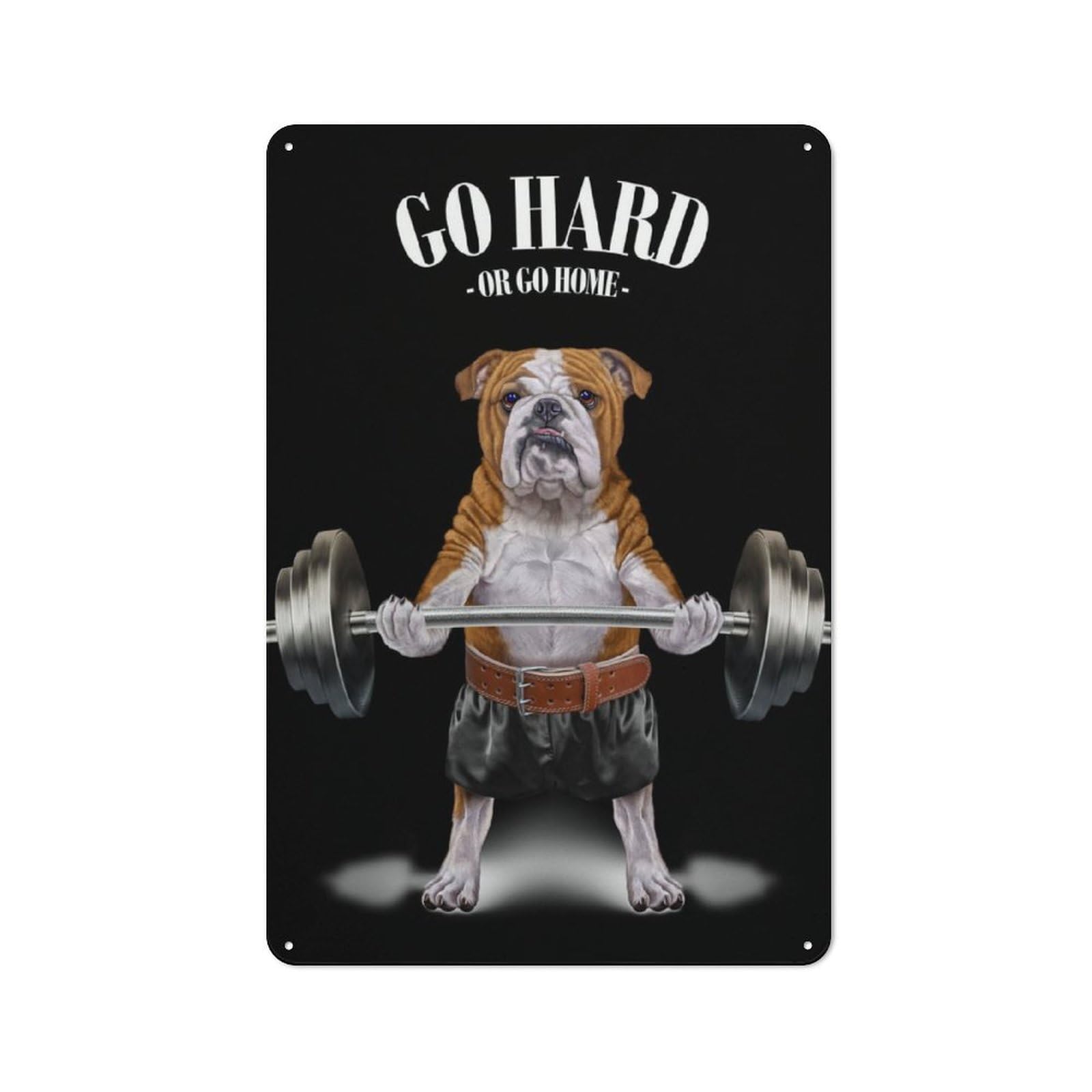 Junmoney Bulldog Weightlifting Retro Tin Wall Plaque 30X20cm For Kitchen Or Home Bar, For Home Interiors, Feature Walls And Decorative Displays