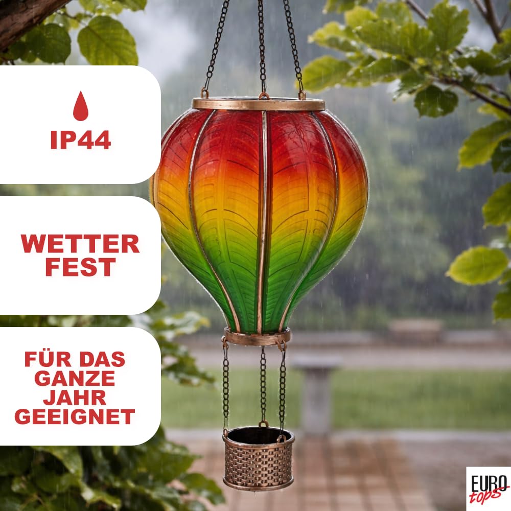 EUROtops Solar-Heißluftballon LED-Beleuchtung wetterfester Kunststoff Outdoor-Dekoration 12 20 40 flackernde LEDs
