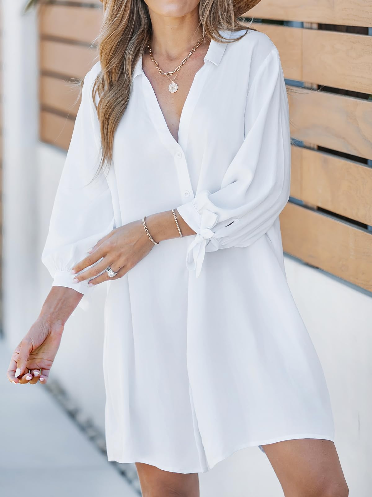 CUPSHE femmes Robe chemise boutonnée fleurie à manches longues