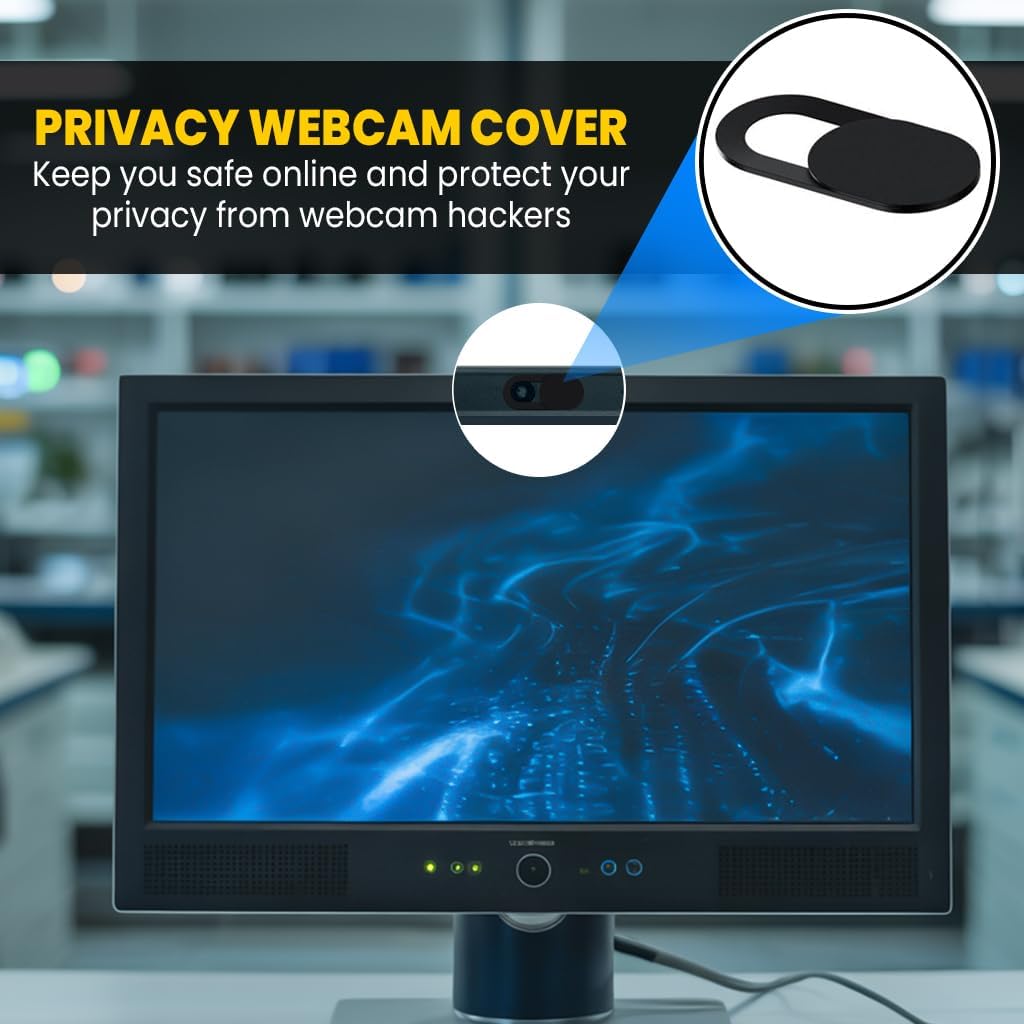Ultra-Slim Laptop Camera Cover Slide | 0.03 Inch Thick | Upholds Digital Privacy | Compatible with Mobiles, Tablets, Desktops & Laptops | Classic Black - 3 Pack