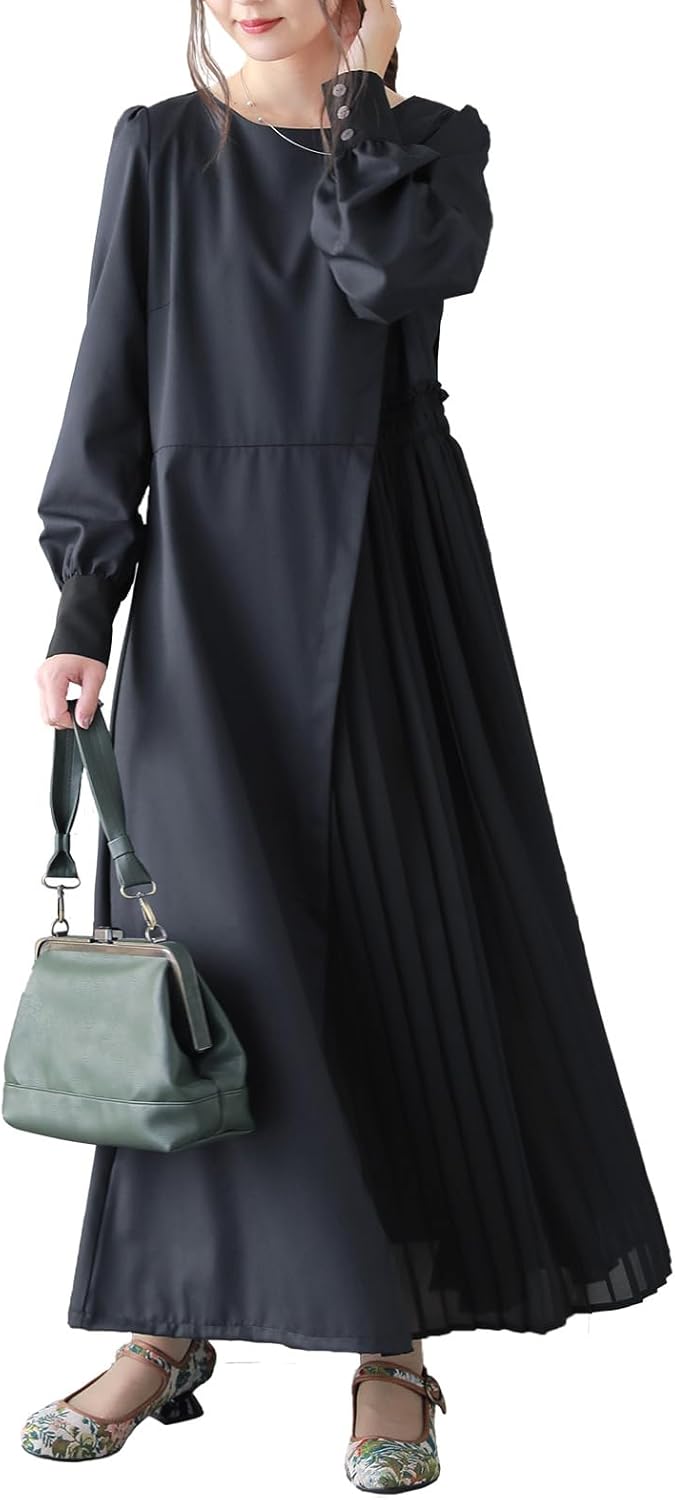 極美品】慈雨 ジャガード アシンメトリー ワンピース チュニック 和風