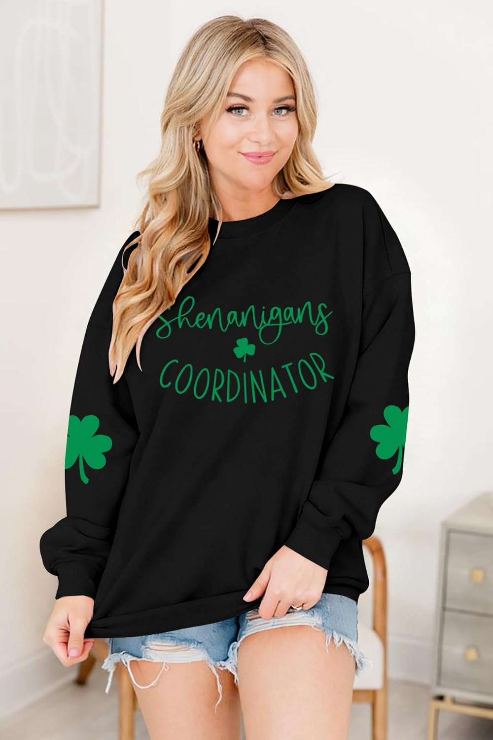 LOTUCY St Patrick's Day Sweatshirt Women Shenanigans Coordinator Shirt Shamrock Clover Tee Lucky Irish Gift Pullover Tops - Image 2