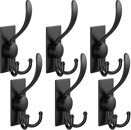 Miniatura 83 de PMMASTO Ganchos para toallas – Gancho de pared resistente para colgar – Ganchos de ducha (negro, forma de J, 6 unidades) Negro,Plata " J " forma 6
